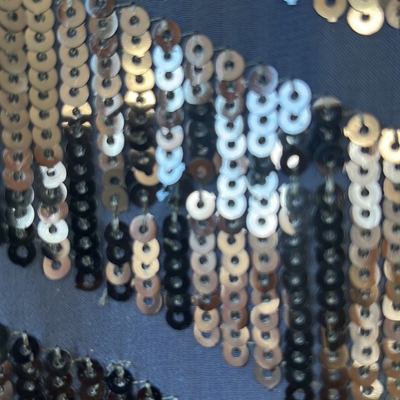 Ann Taylor Loft sequinned Navy tank. Worn once - Picture 6 of 6